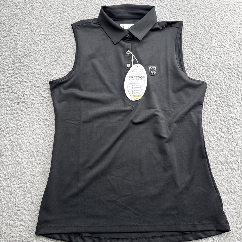 Greg Norman Golf Polo Shirt Top Womens Medium BLK Sleeveless Tennis Pickleball